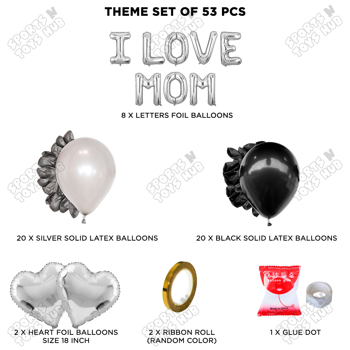 I Love Mom Foil Letter Garland Theme Collection