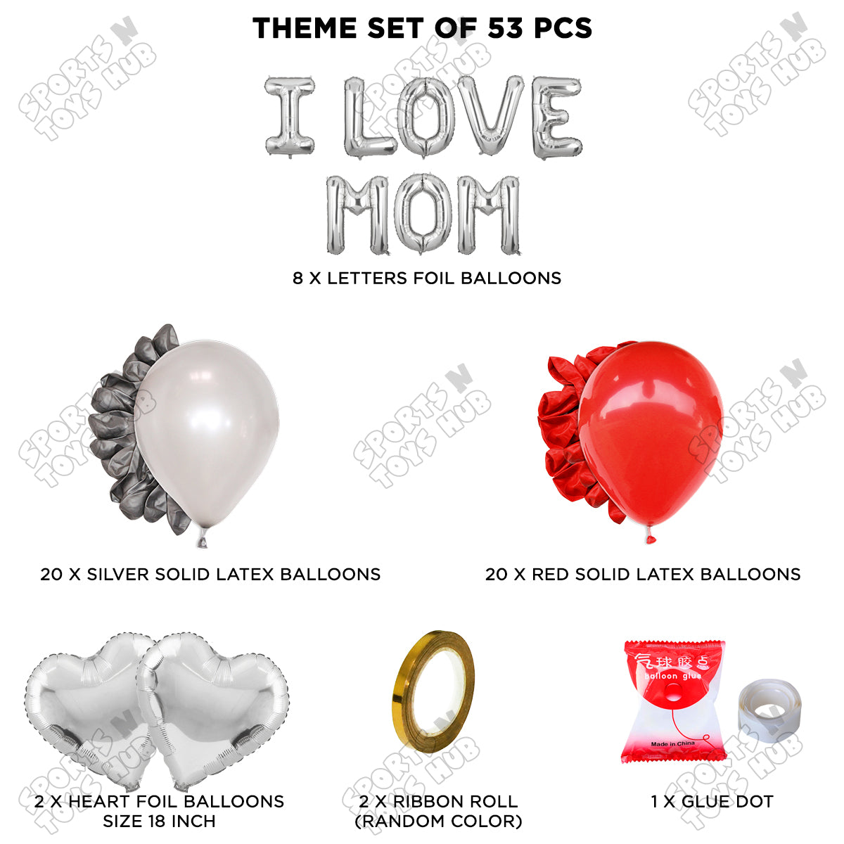 I Love Mom Foil Letter Garland Theme Collection