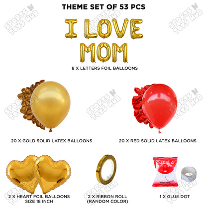 I Love Mom Foil Letter Garland Theme Collection