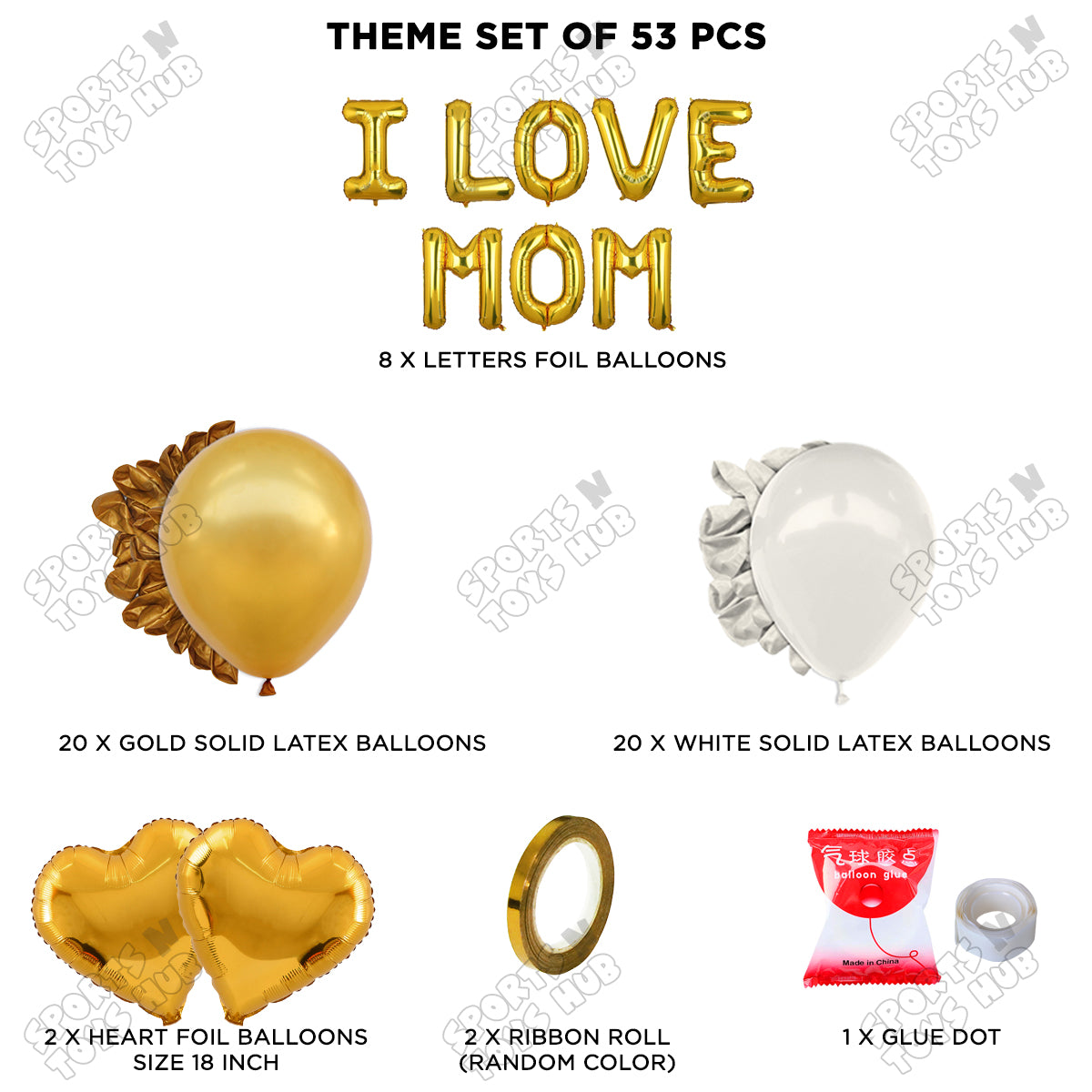 I Love Mom Foil Letter Garland Theme Collection