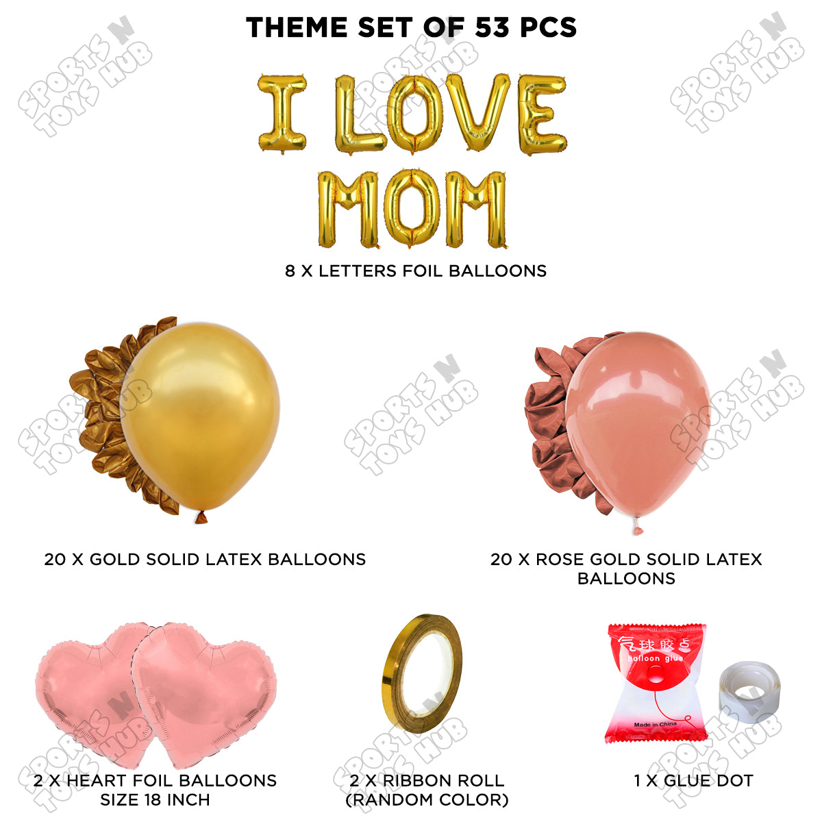 I Love Mom Foil Letter Garland Theme Collection