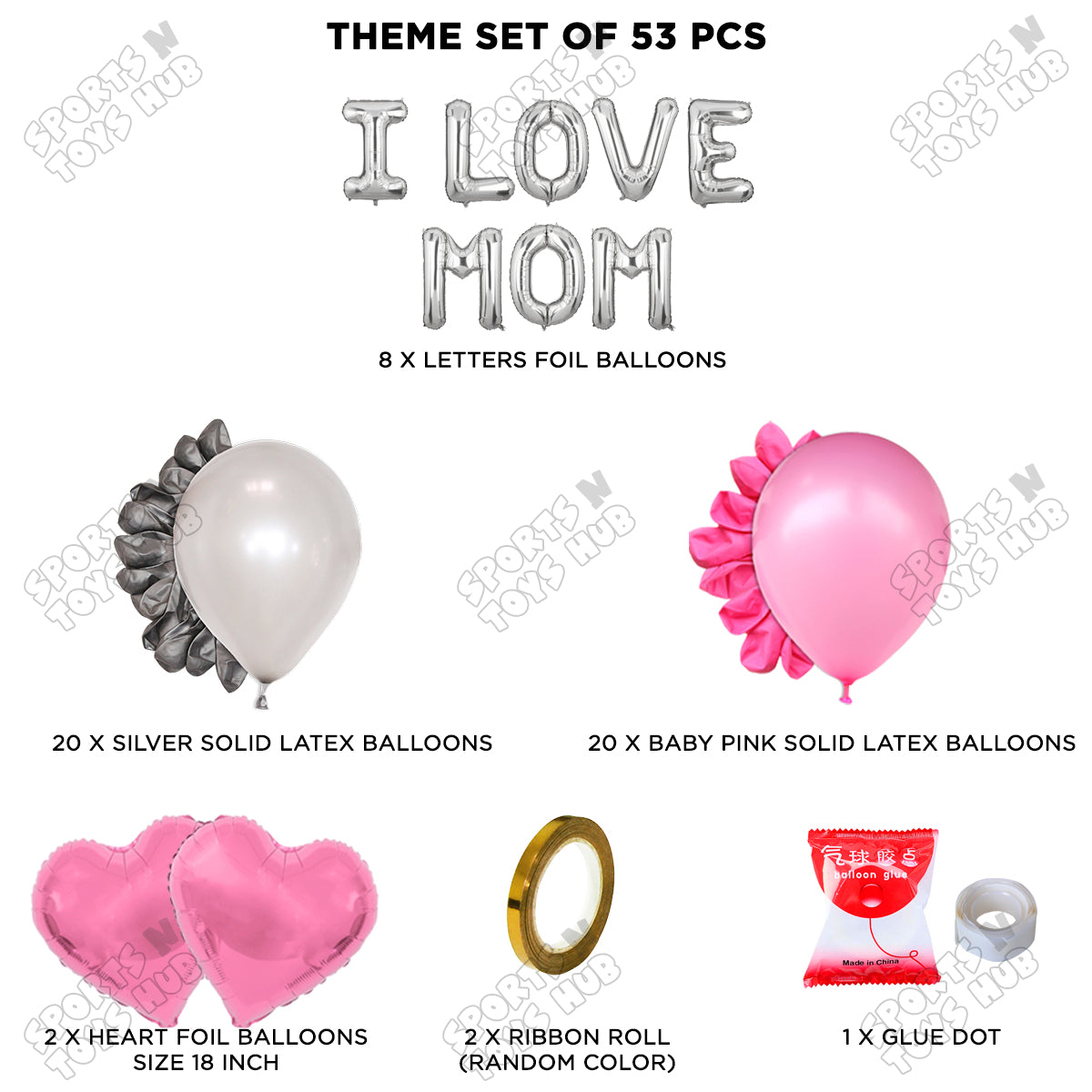 I Love Mom Foil Letter Garland Theme Collection