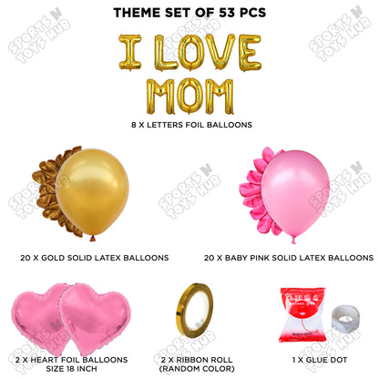 I Love Mom Foil Letter Garland Theme Collection