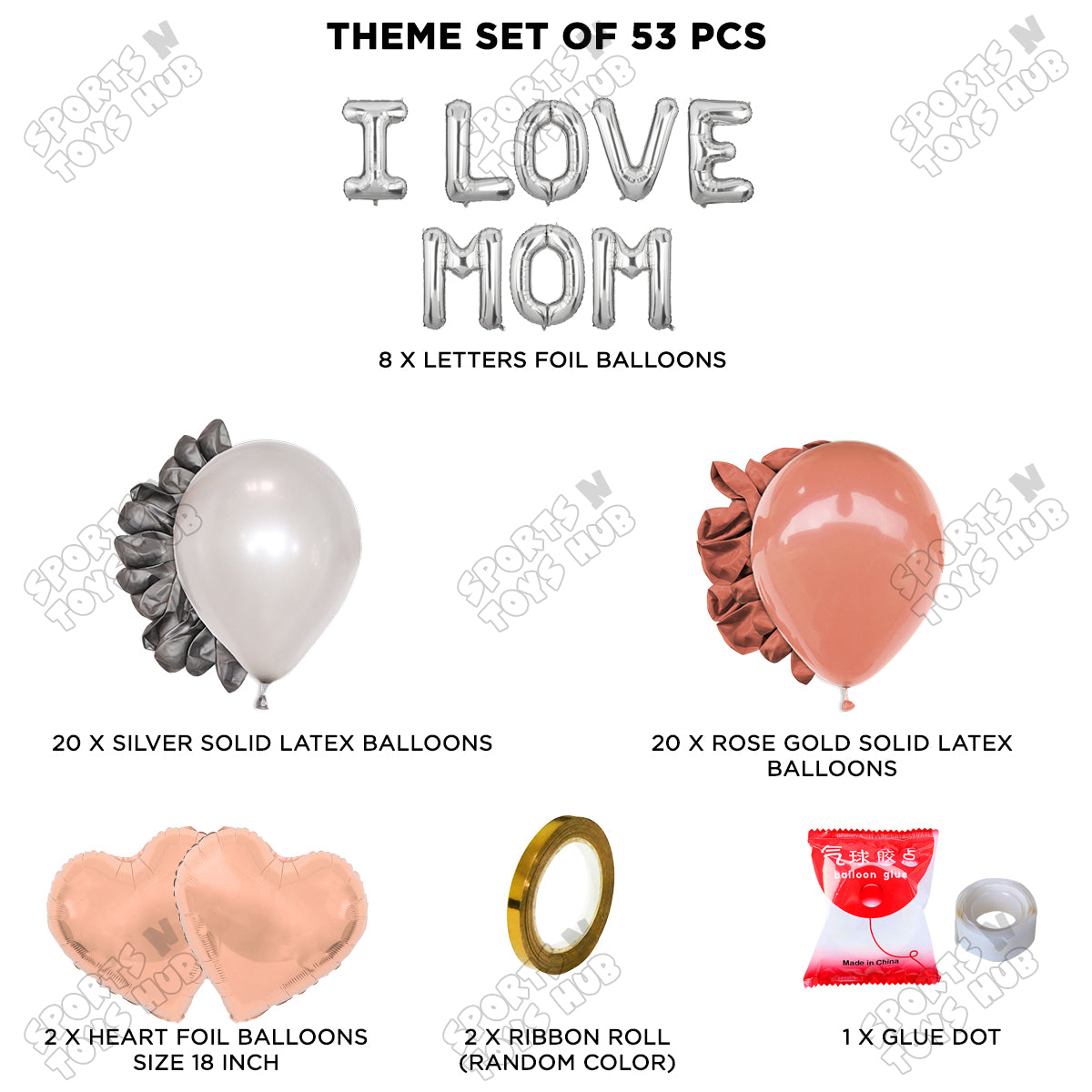 I Love Mom Foil Letter Garland Theme Collection