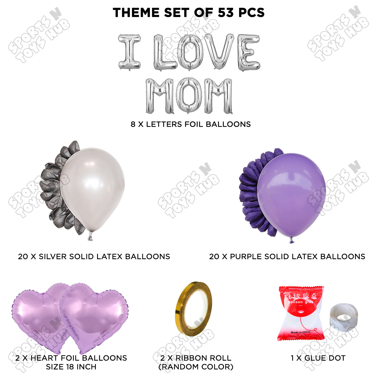 I Love Mom Foil Letter Garland Theme Collection