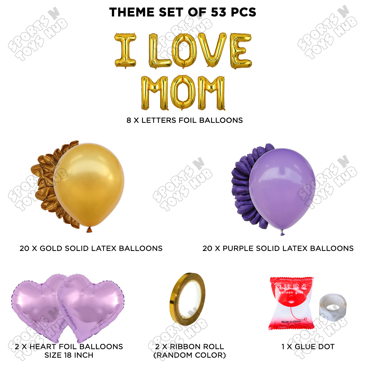 I Love Mom Foil Letter Garland Theme Collection