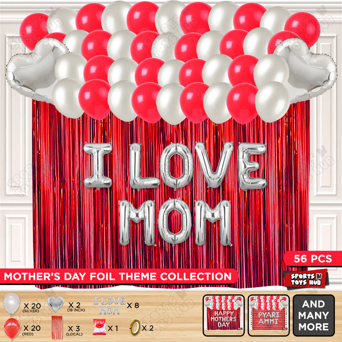 I Love Mom Foil Letter Curtain Theme Collection