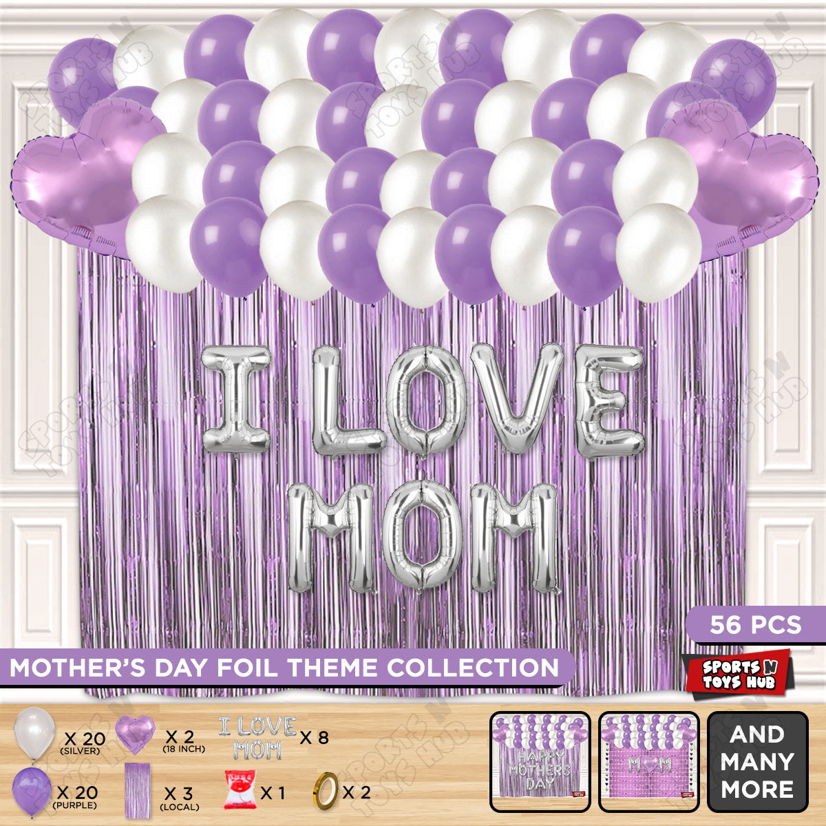 I Love Mom Foil Letter Curtain Theme Collection