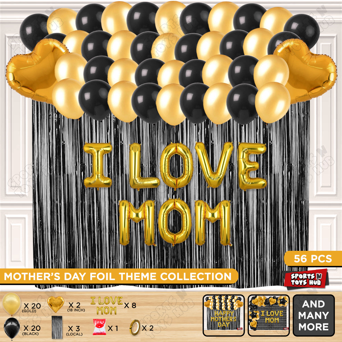I Love Mom Foil Letter Curtain Theme Collection