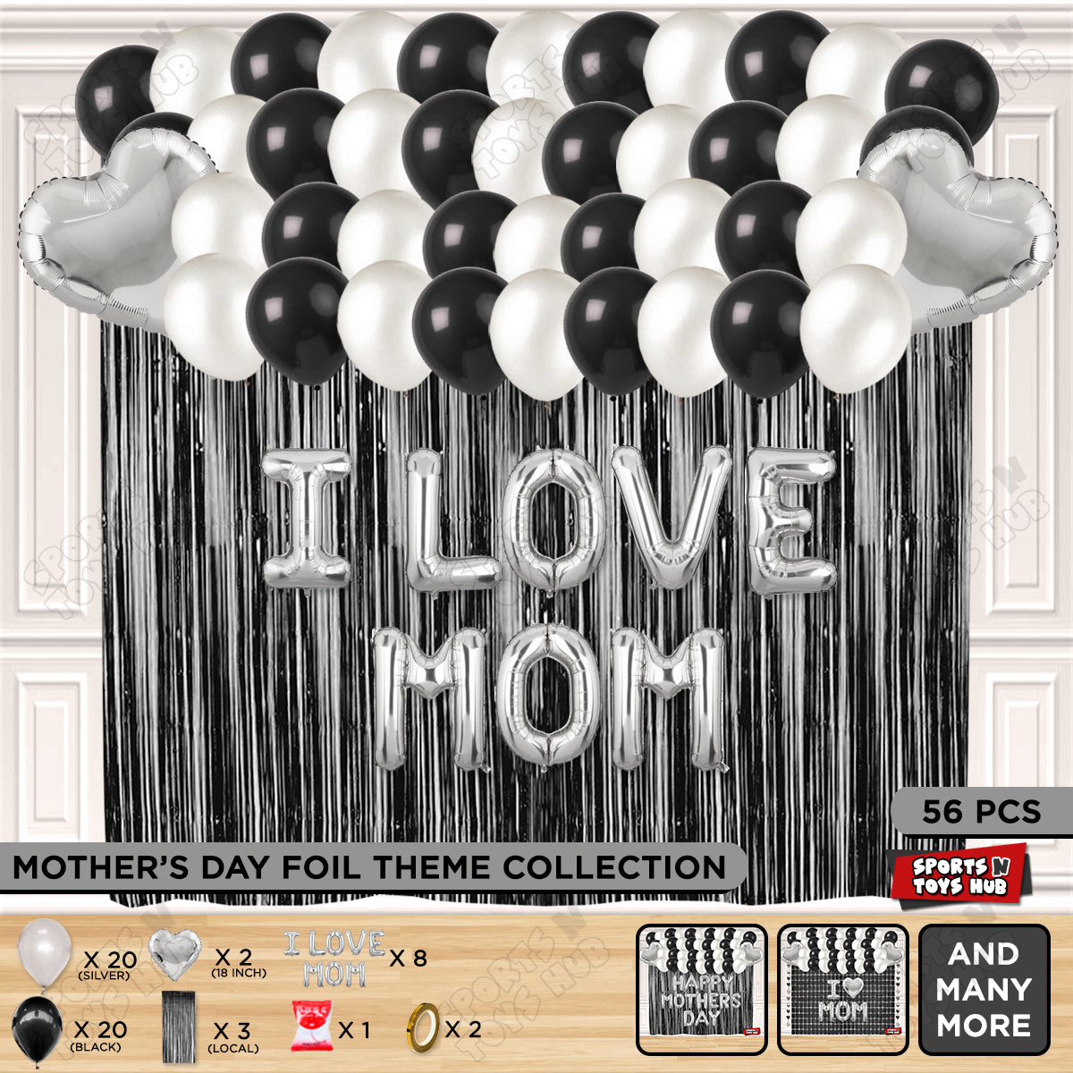 I Love Mom Foil Letter Curtain Theme Collection