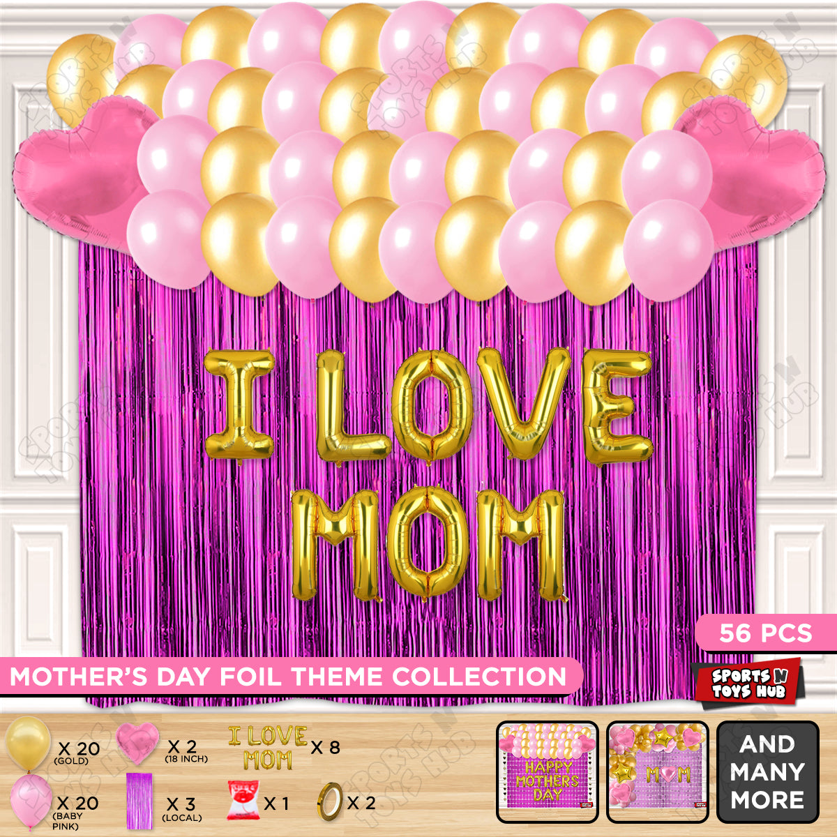 I Love Mom Foil Letter Curtain Theme Collection