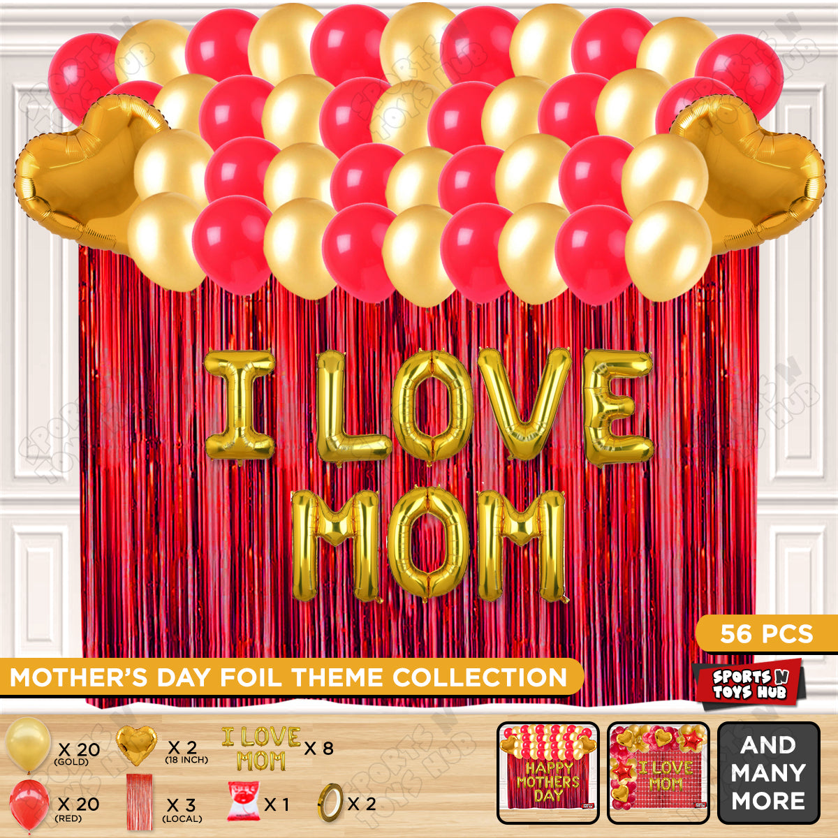 I Love Mom Foil Letter Curtain Theme Collection