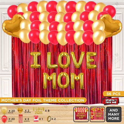 I Love Mom Foil Letter Curtain Theme Collection