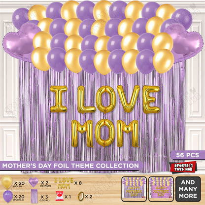 I Love Mom Foil Letter Curtain Theme Collection