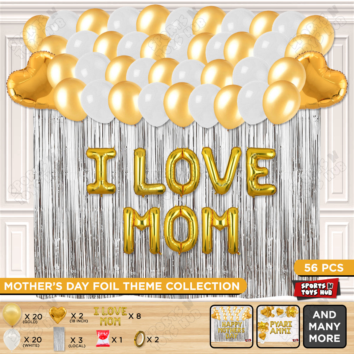 I Love Mom Foil Letter Curtain Theme Collection