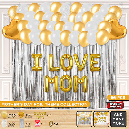 I Love Mom Foil Letter Curtain Theme Collection
