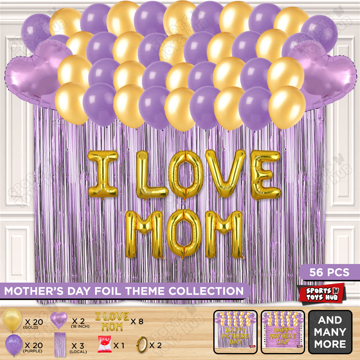 I Love Mom Foil Letter Curtain Theme Collection