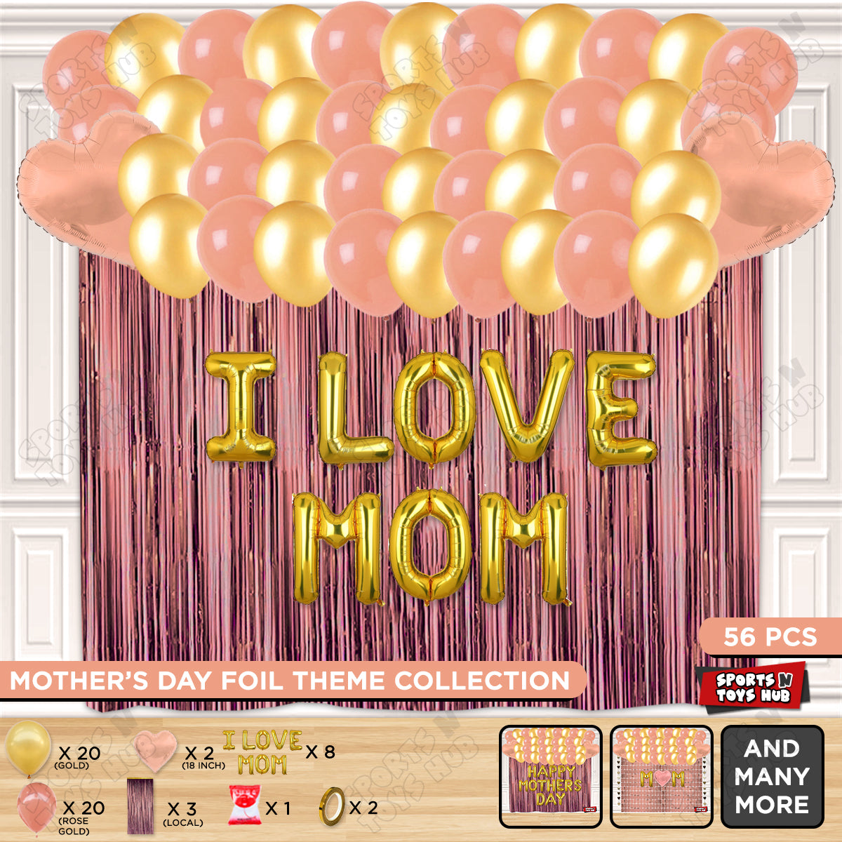 I Love Mom Foil Letter Curtain Theme Collection