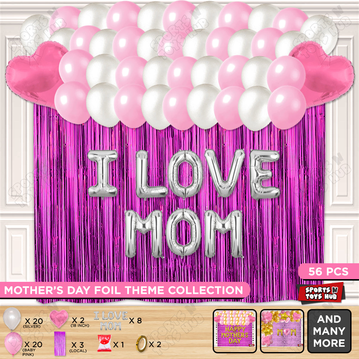 I Love Mom Foil Letter Curtain Theme Collection