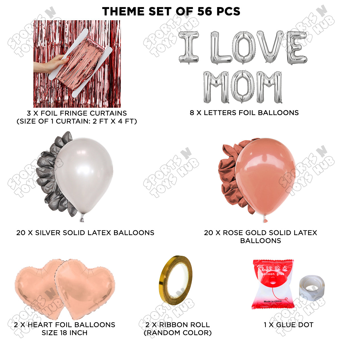 I Love Mom Foil Letter Curtain Theme Collection