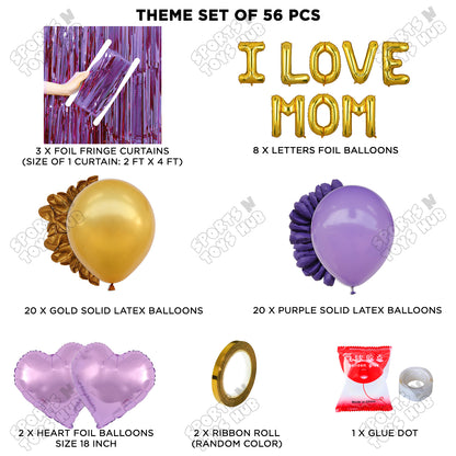 I Love Mom Foil Letter Curtain Theme Collection