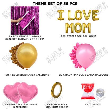 I Love Mom Foil Letter Curtain Theme Collection