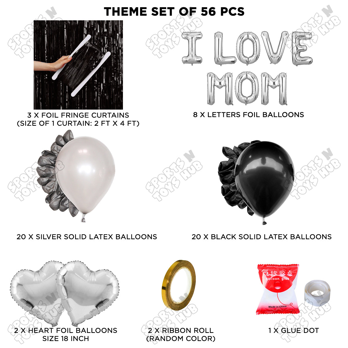 I Love Mom Foil Letter Curtain Theme Collection