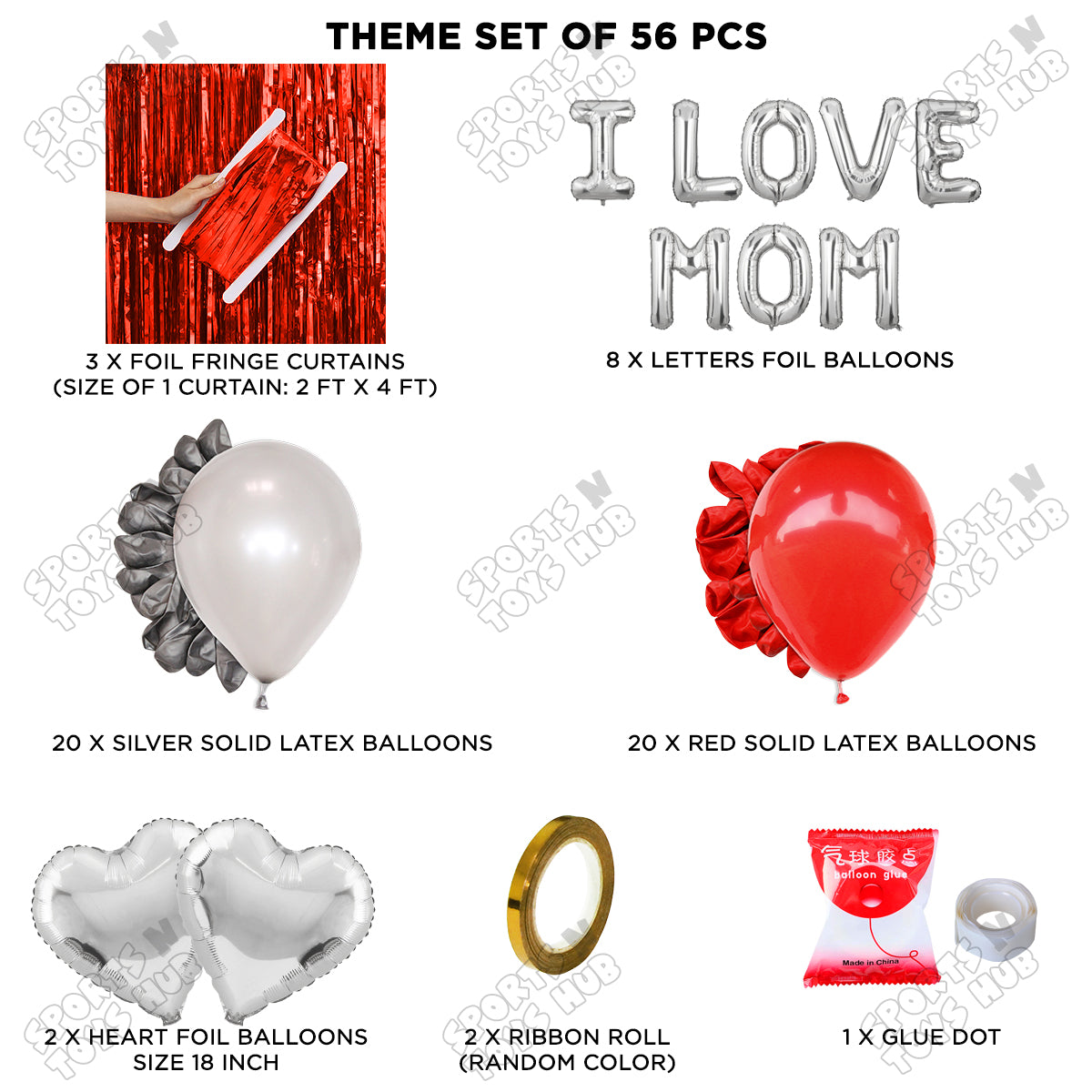 I Love Mom Foil Letter Curtain Theme Collection