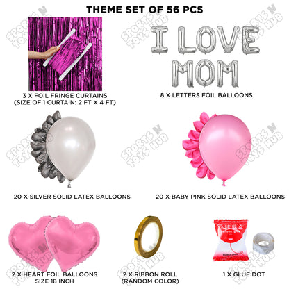 I Love Mom Foil Letter Curtain Theme Collection