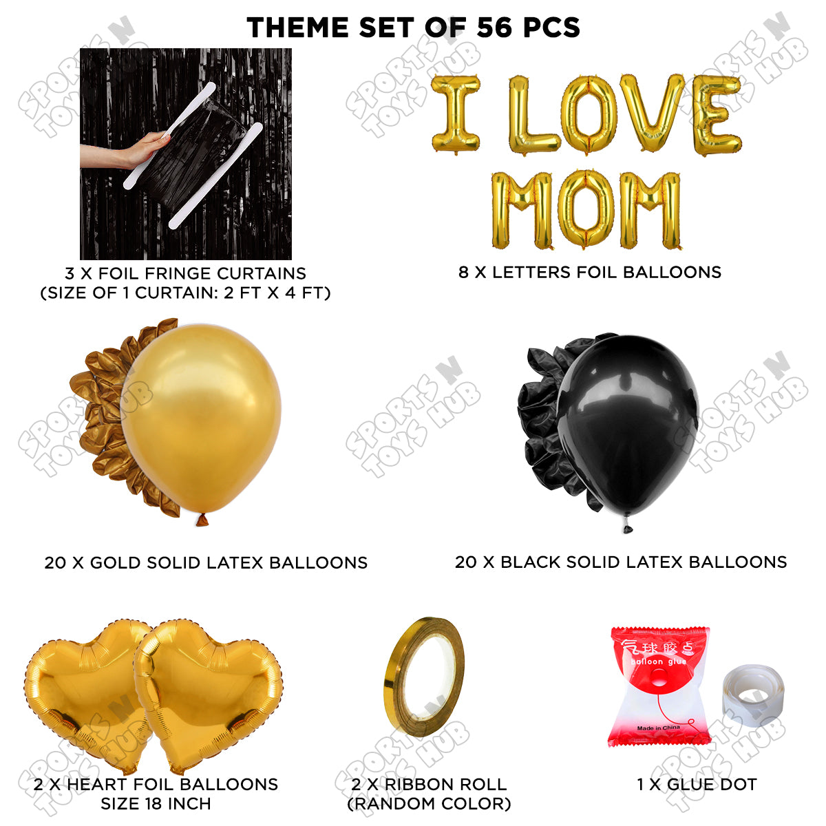 I Love Mom Foil Letter Curtain Theme Collection