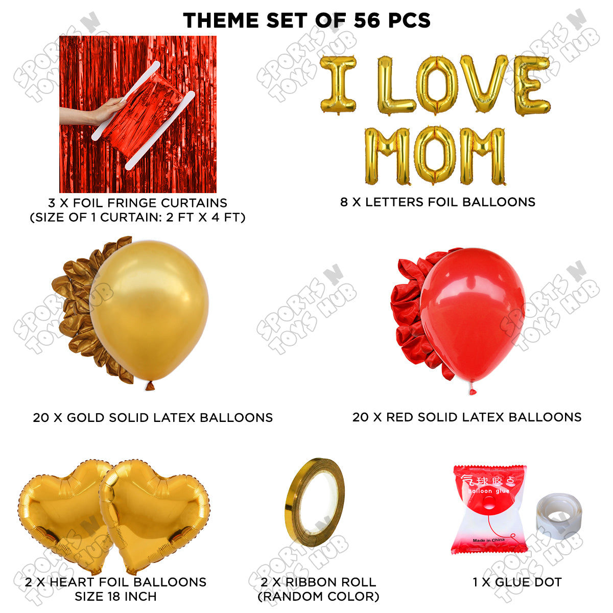 I Love Mom Foil Letter Curtain Theme Collection