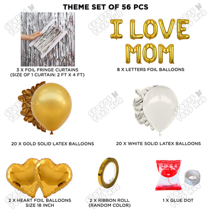 I Love Mom Foil Letter Curtain Theme Collection