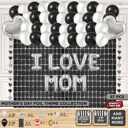 I Love Mom Foil Letter Rectangle Curtain Theme Collection