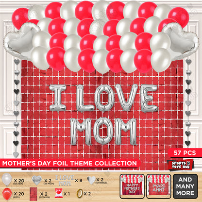 I Love Mom Foil Letter Rectangle Curtain Theme Collection