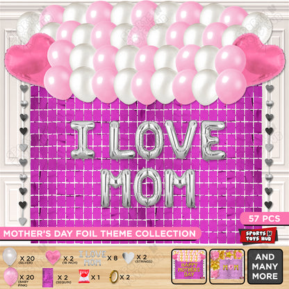I Love Mom Foil Letter Rectangle Curtain Theme Collection