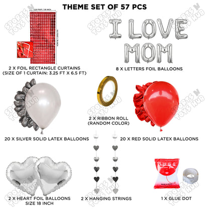 I Love Mom Foil Letter Rectangle Curtain Theme Collection