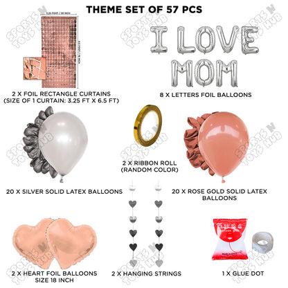 I Love Mom Foil Letter Rectangle Curtain Theme Collection