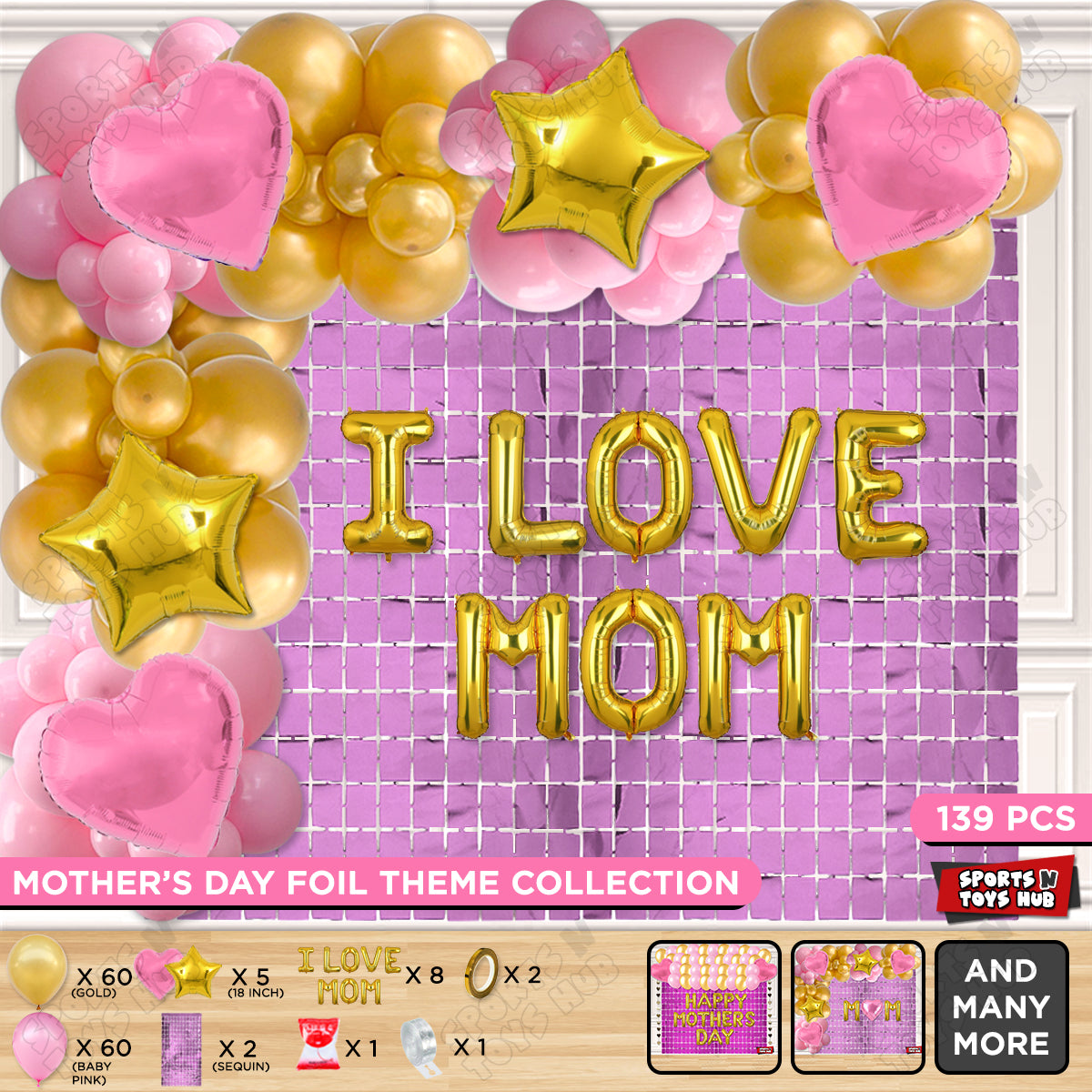 I Love Mom Foil Letter Arch Theme Collection