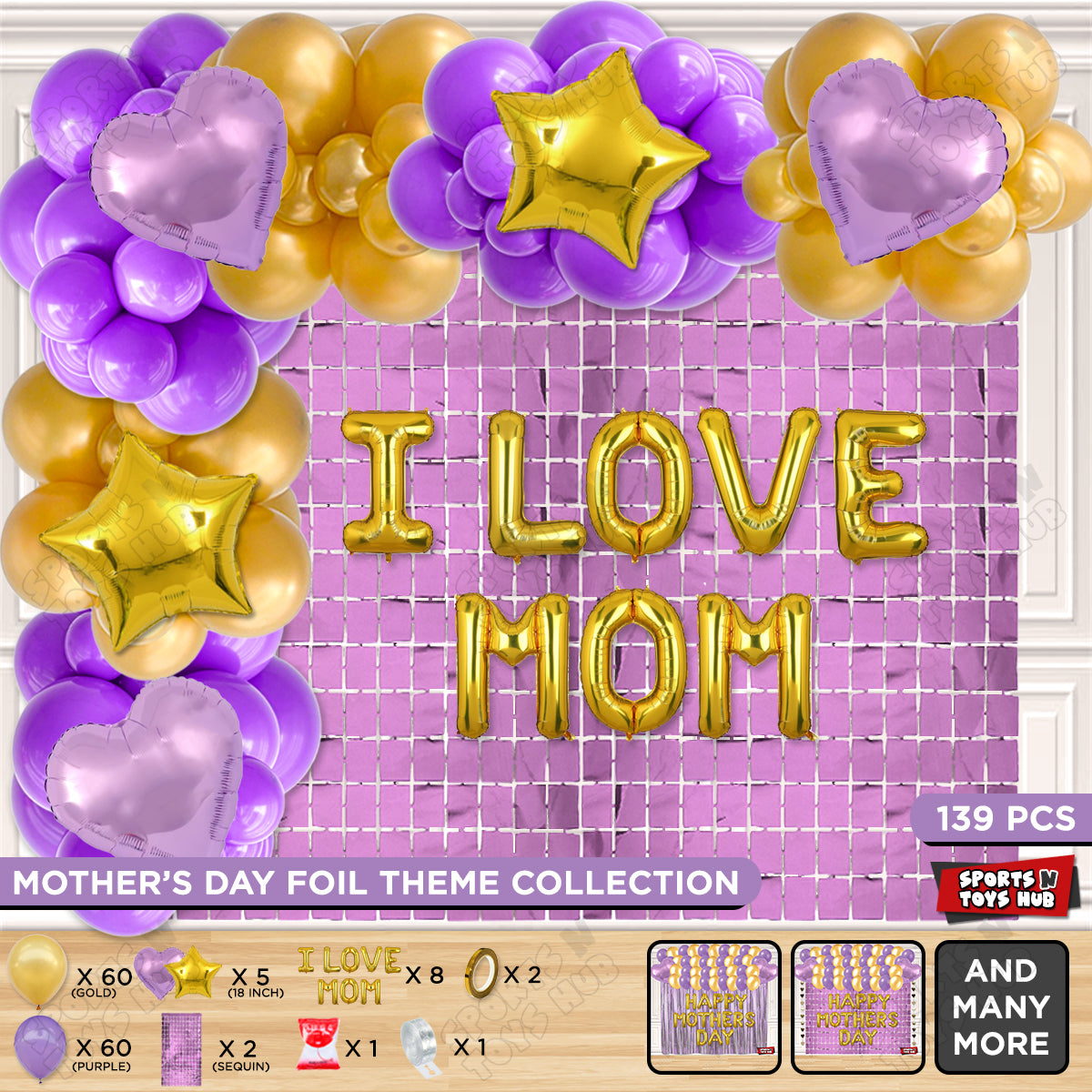 I Love Mom Foil Letter Arch Theme Collection
