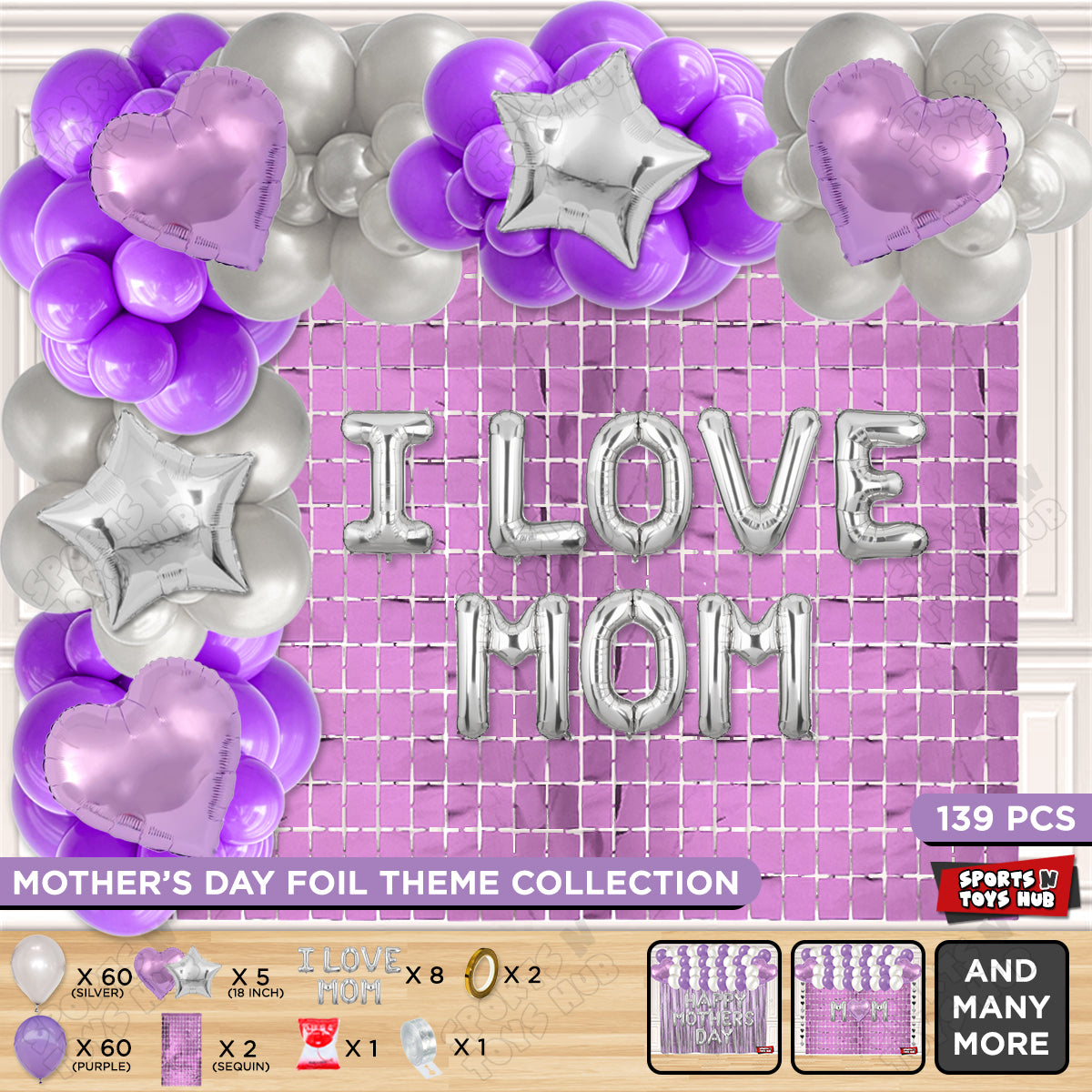 I Love Mom Foil Letter Arch Theme Collection