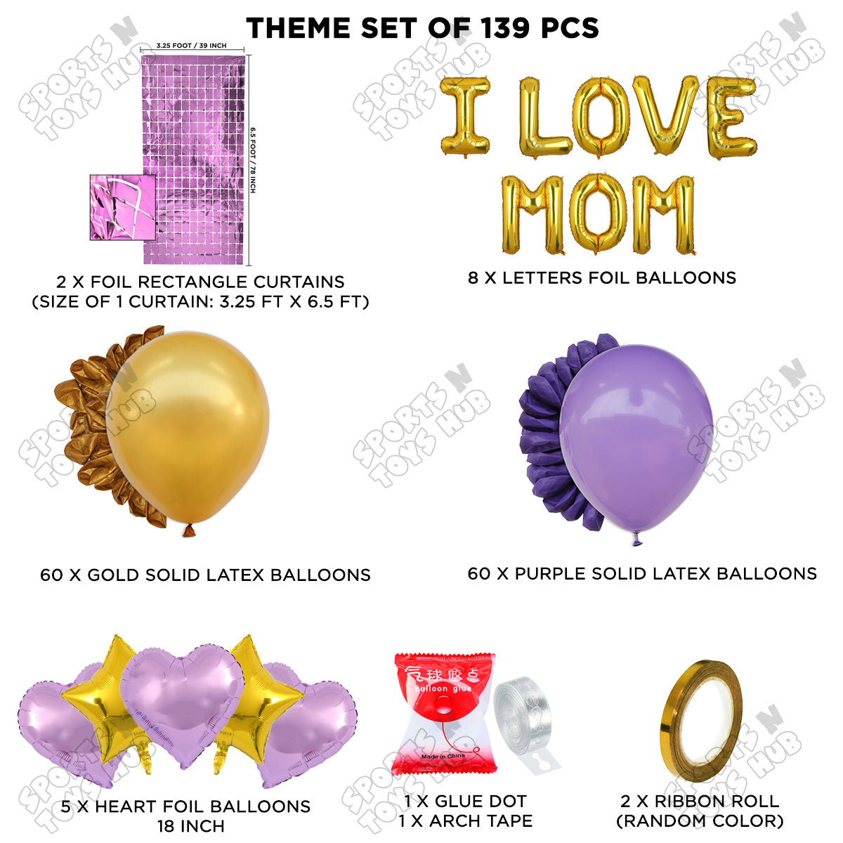 I Love Mom Foil Letter Arch Theme Collection