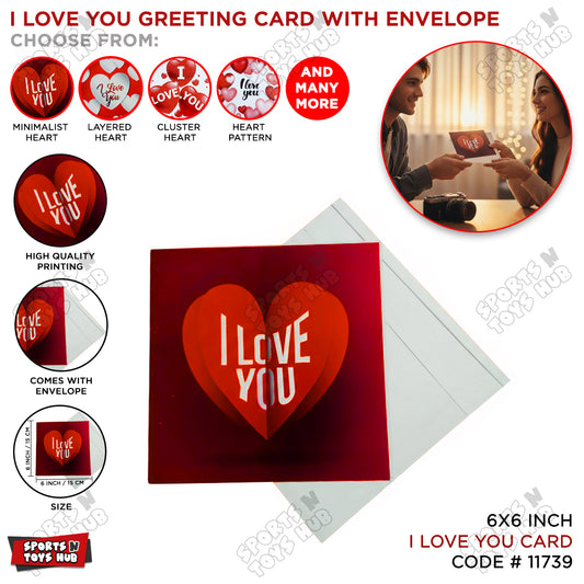 I Love You Greeting Gift Cards With Envelope For Valentine Day - 1 Pc