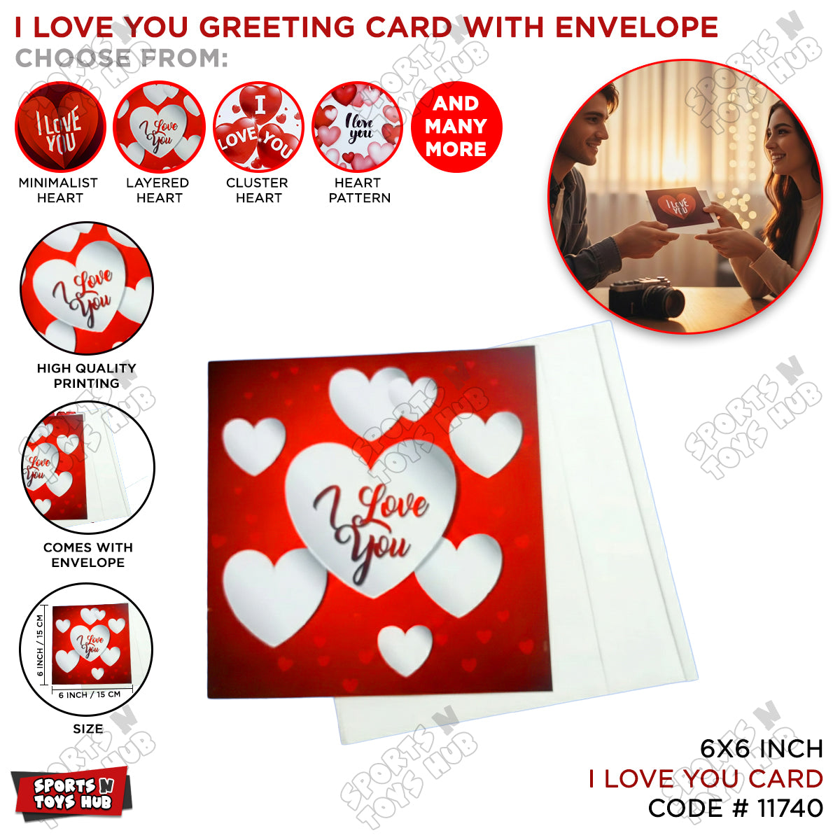 I Love You Greeting Gift Cards With Envelope For Valentine Day - 1 Pc