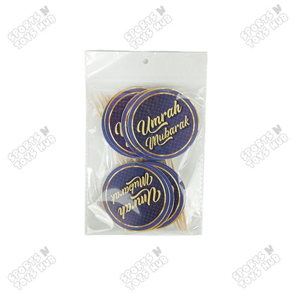 Umrah Mubarak - Printed Card Sweet & cup Cake Toppers - Pack of 10