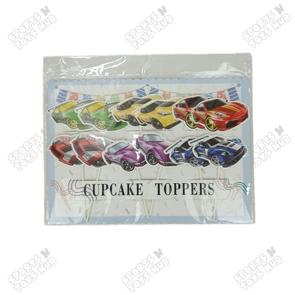 HBD Cartoon Character Race Car Cup Cake Topper - 12 Pcs