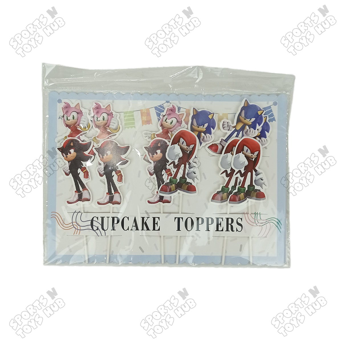 Cartoon Characters HBD Sonic Cup Cake Topper - 12 Pcs