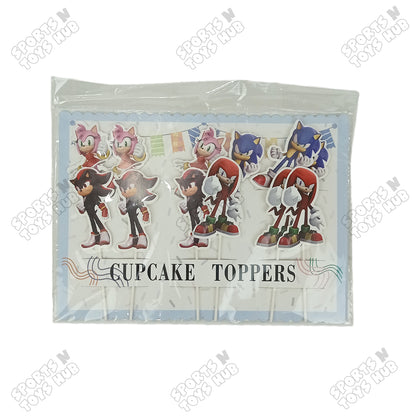 Cartoon Characters HBD Sonic Cup Cake Topper - 12 Pcs