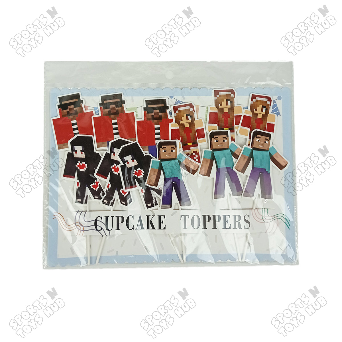 Minecraft Cartoon Game Characters Cup Cake Topper - 12 Pcs