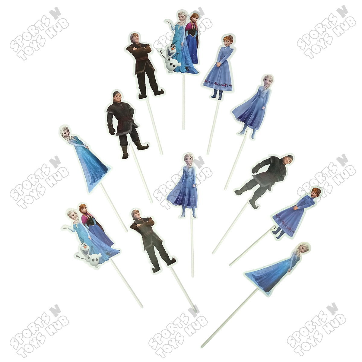 Cartoon Characters HBD Frozen Princess Cup Cake Topper - 12 Pcs