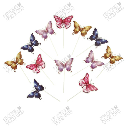Buttefly HBD Cup Cake Toppers - 12 Pcs